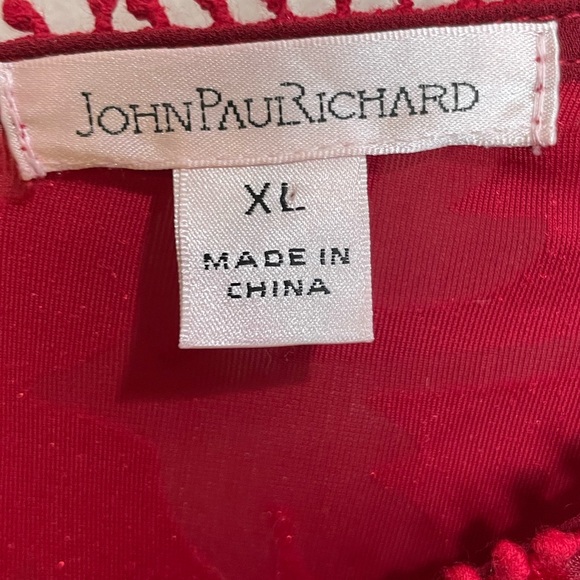 John Paul Richard Textured Peasant Top Sundried Tomato Burnout Size XL NWOT - Picture 8 of 11